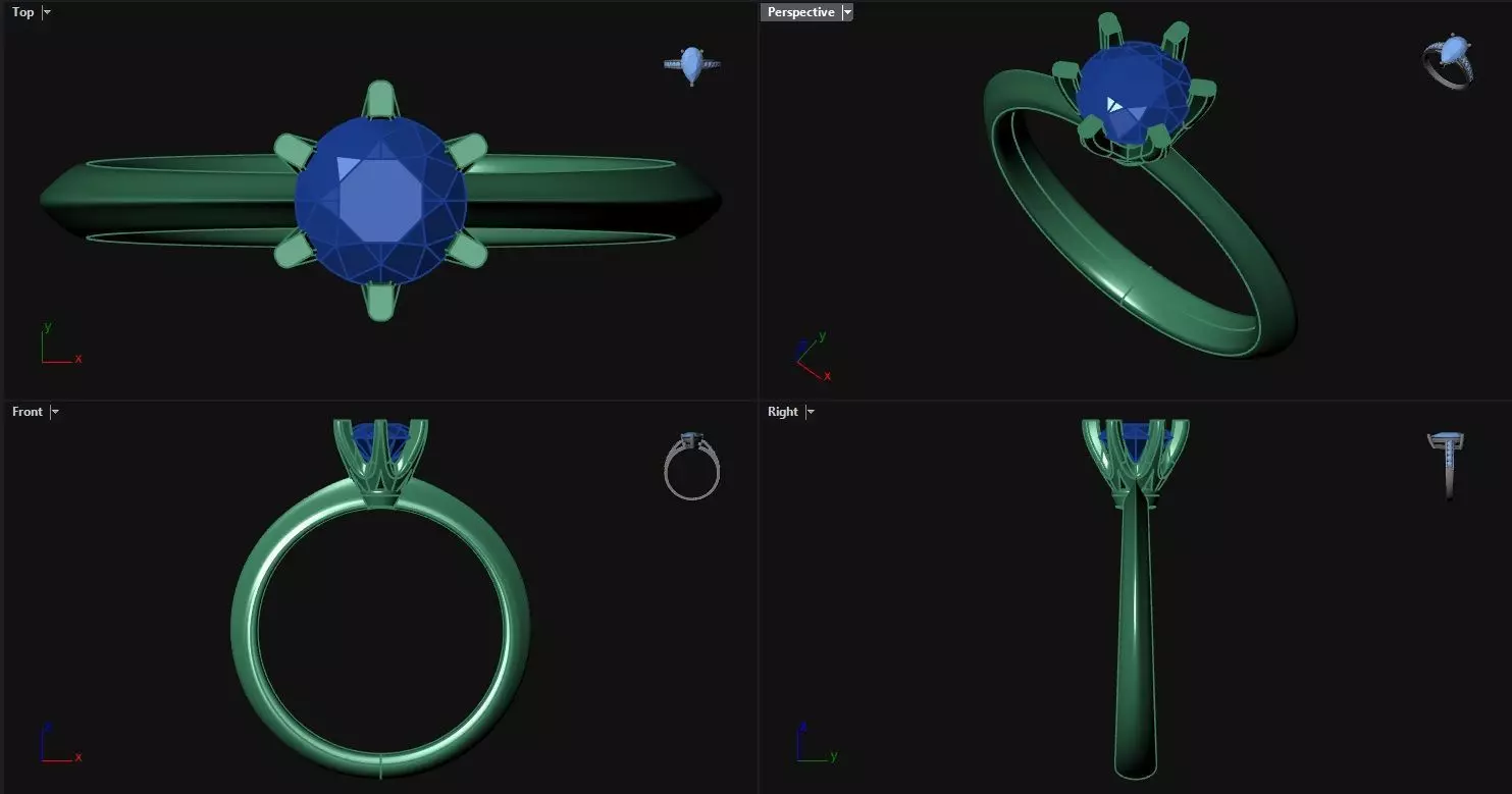 6 Prong Reverse Tapered Engagement Ring 3D print model
