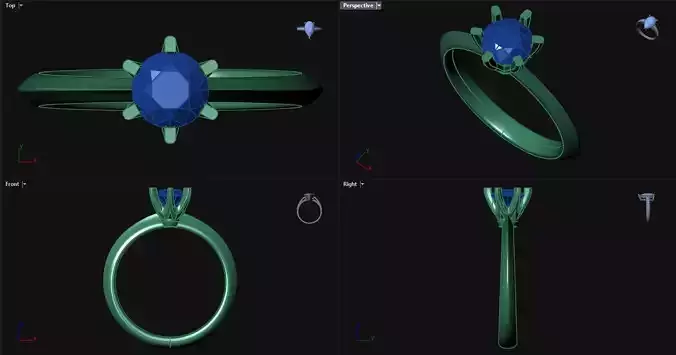 6 Prong Reverse Tapered Engagement  Ring 