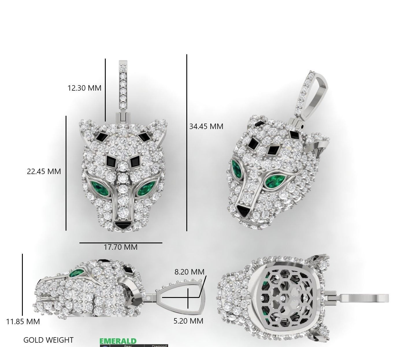 Panther Pendant 3D print model_3