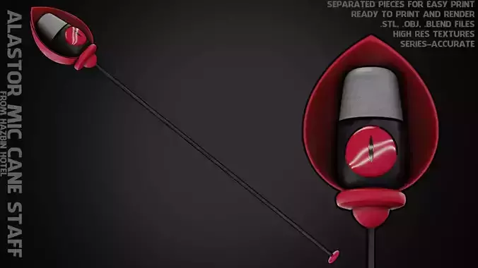 Hazbin Hotel Alastor Mic Cane for Cosplay