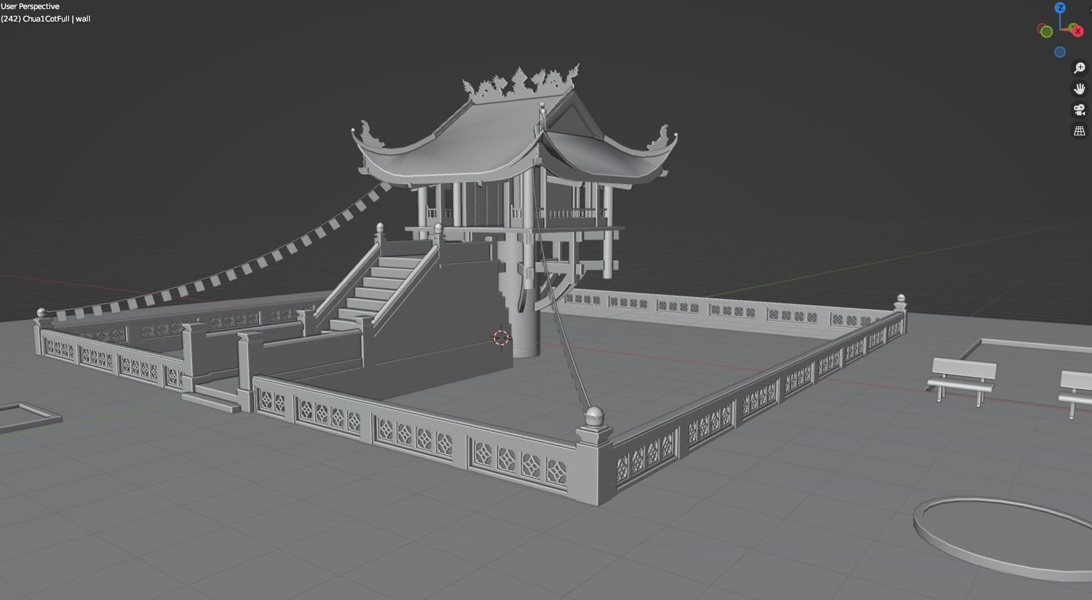 One Pillar Pagoda - 3D Model Chua Mot Cot Low-poly 3D model_5