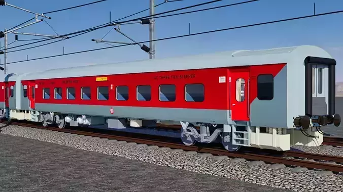 Indian Railways LHB Ac 3 Tier Sleeper Coach With Interior 3D model