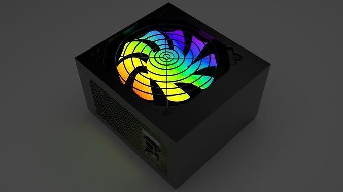 Black Power Supply Unit With Rainbow Glow In The Dark Fan 3D model ...