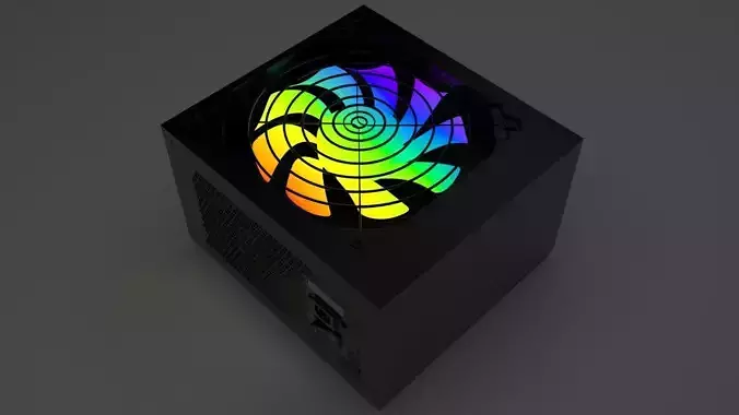Black Power Supply Unit With Rainbow Glow In The Dark Fan 3D model