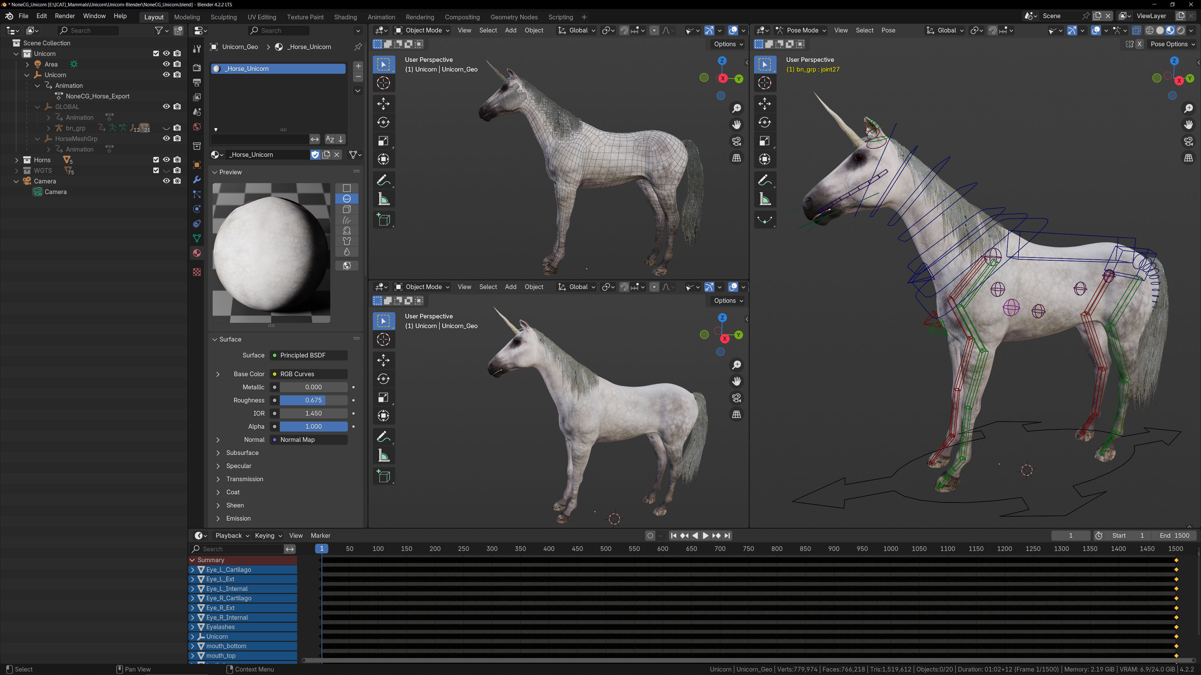 Animated Unicorn 3D model_8