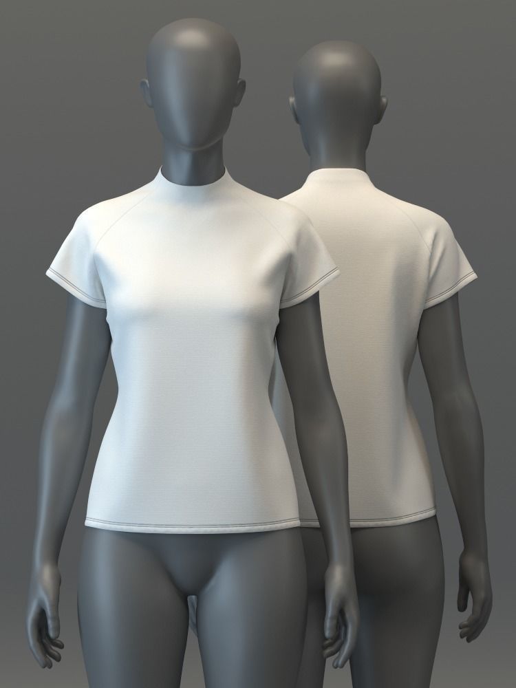 Raglan Mockneck Tee 3D model_3