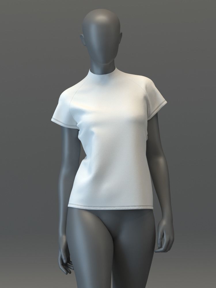 Raglan Mockneck Tee 3D model_4