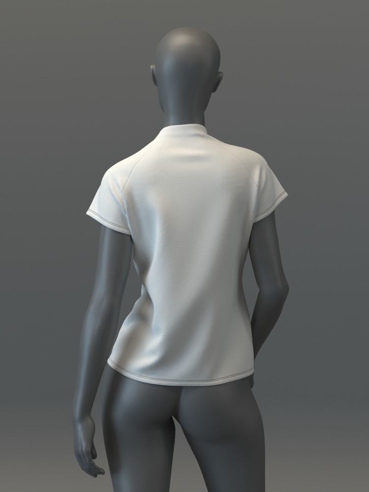 Raglan Mockneck Tee 3D model_6