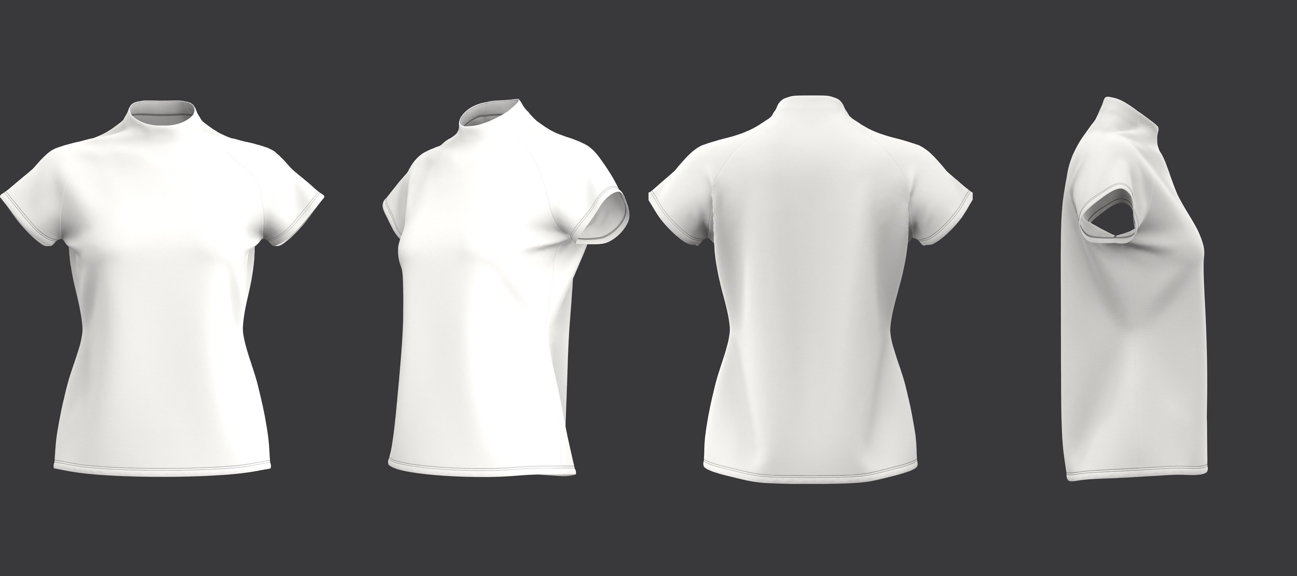 Raglan Mockneck Tee 3D model_10