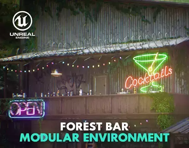 Forest Bar MODULAR - UnrealEngine 5 --LUMEN-- Low-poly 3D model