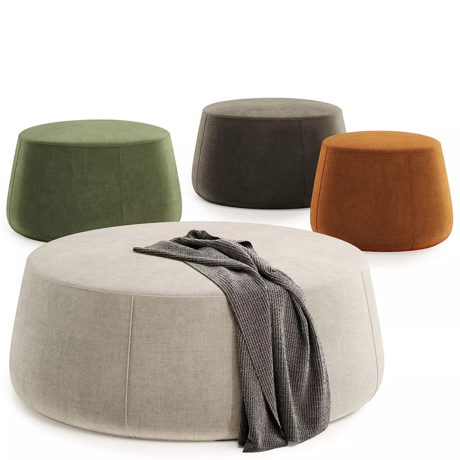 Evelyne Soft Round Pouf 3D model_0