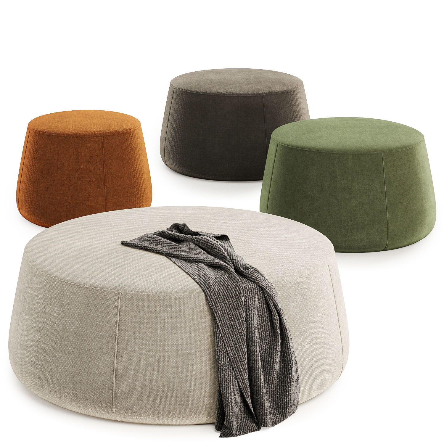 Evelyne Soft Round Pouf 3D model_1