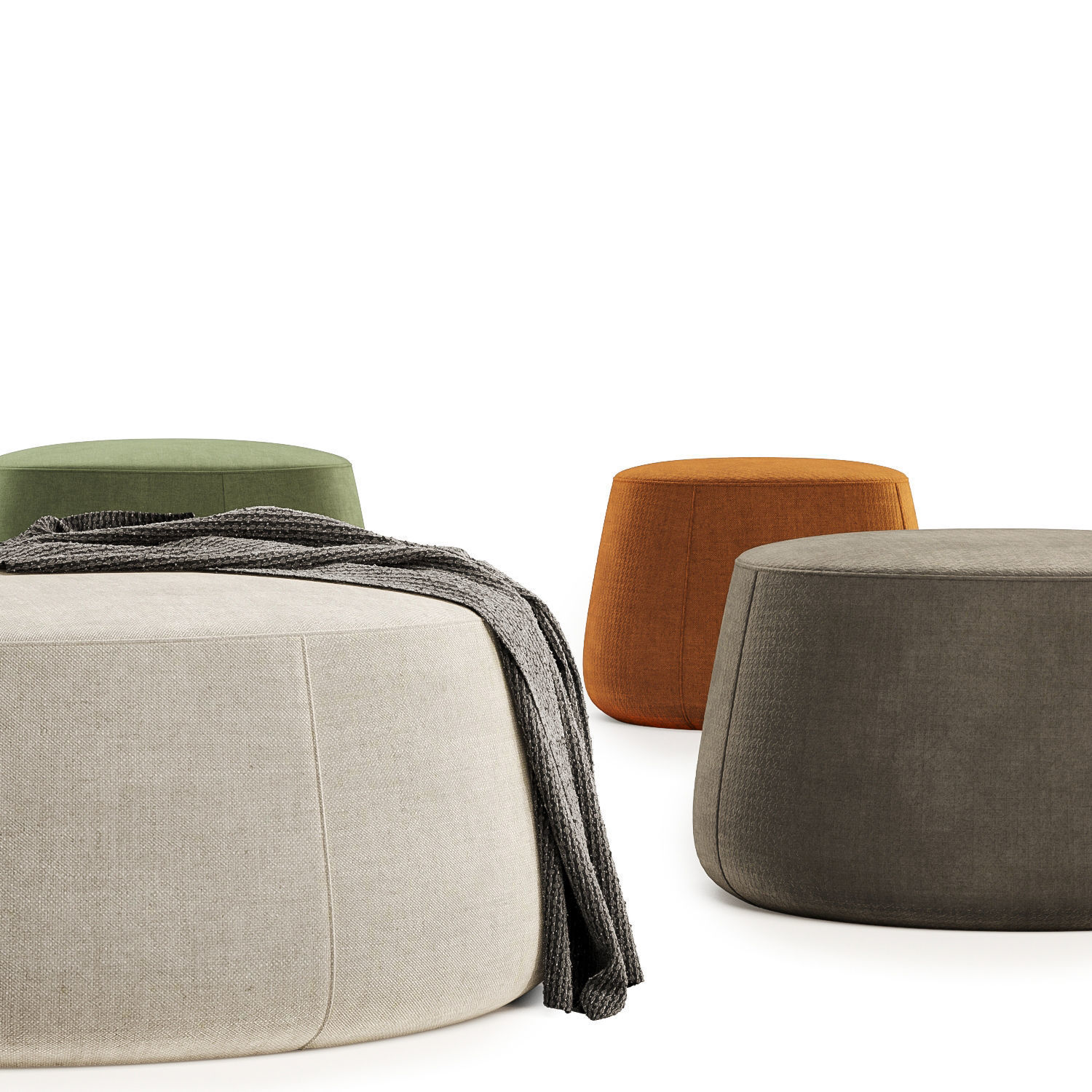 Evelyne Soft Round Pouf 3D model_3