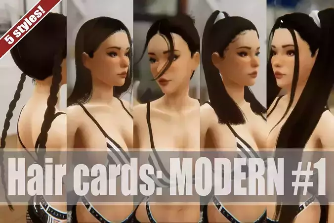 Modern Hairstyles Set 1 Unity3D Low-poly 3D model