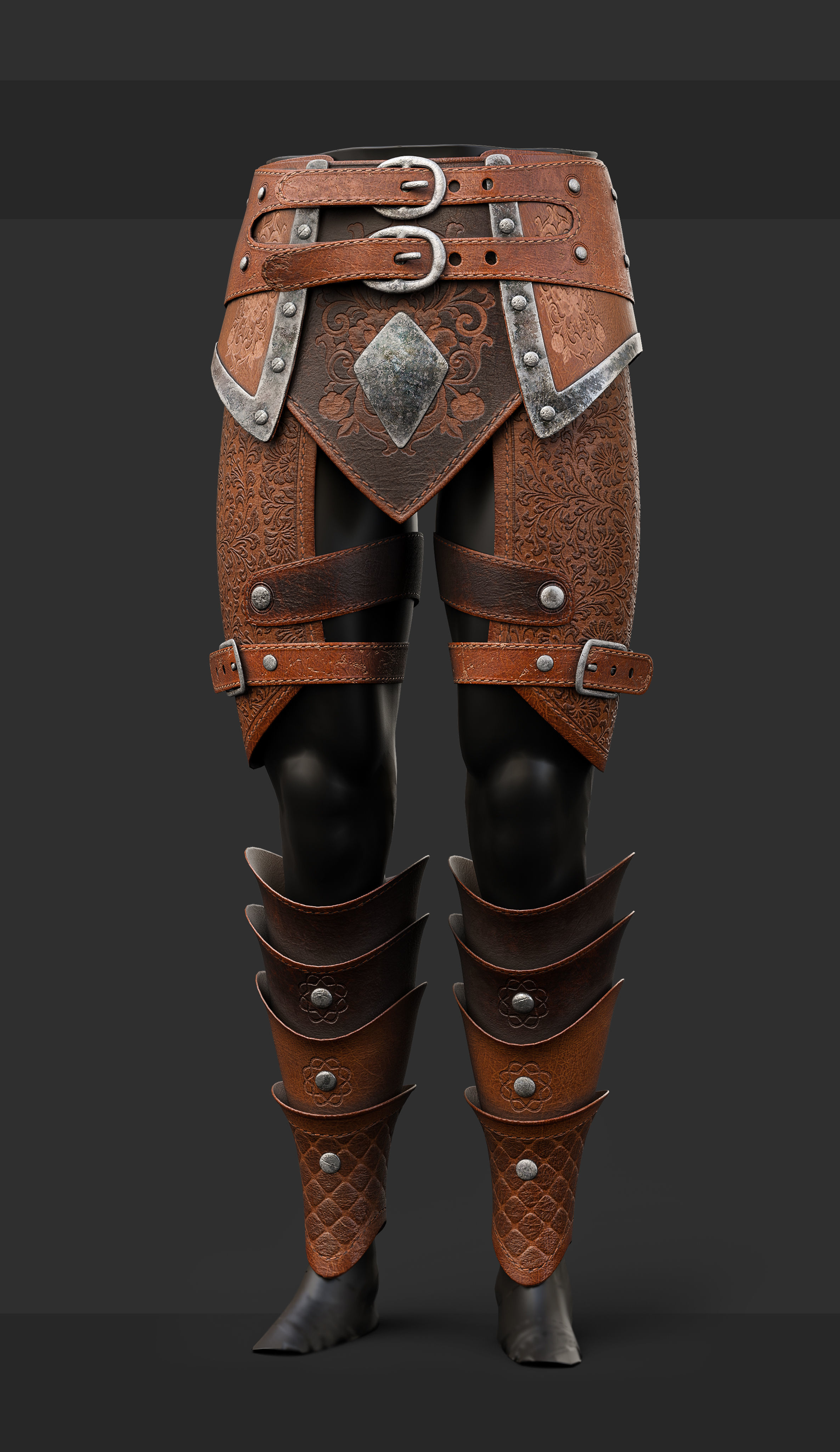 30 Leg Leather Armor Base Mesh - Vol 17 Low-poly 3D model_2