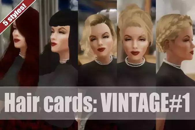 Vintage Hairstyles Set 1 Unity3D