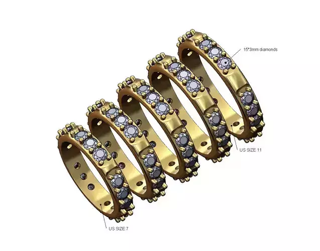 Diamond eternity concave wedding band US sizes 7to11