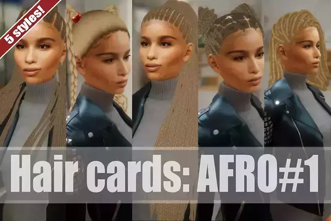 Afro Hairstyles Set 1 Unity3D Low-poly 3D model