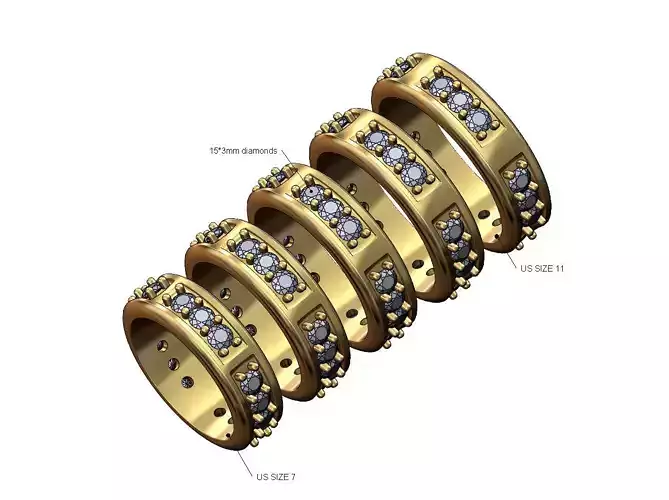 Diamond pocket eternity concave wedding band US sizes 7to11