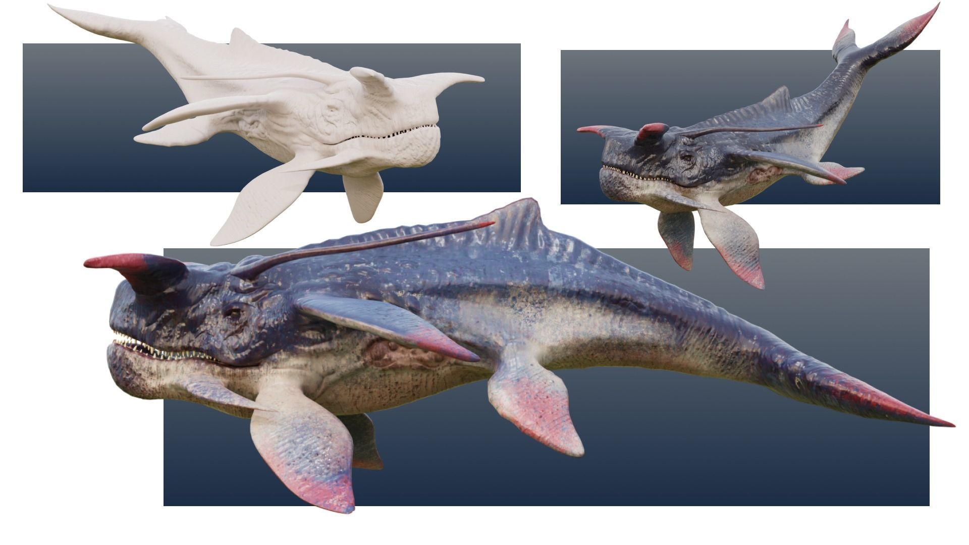 Alien Whale Creature Low-poly 3D model_2