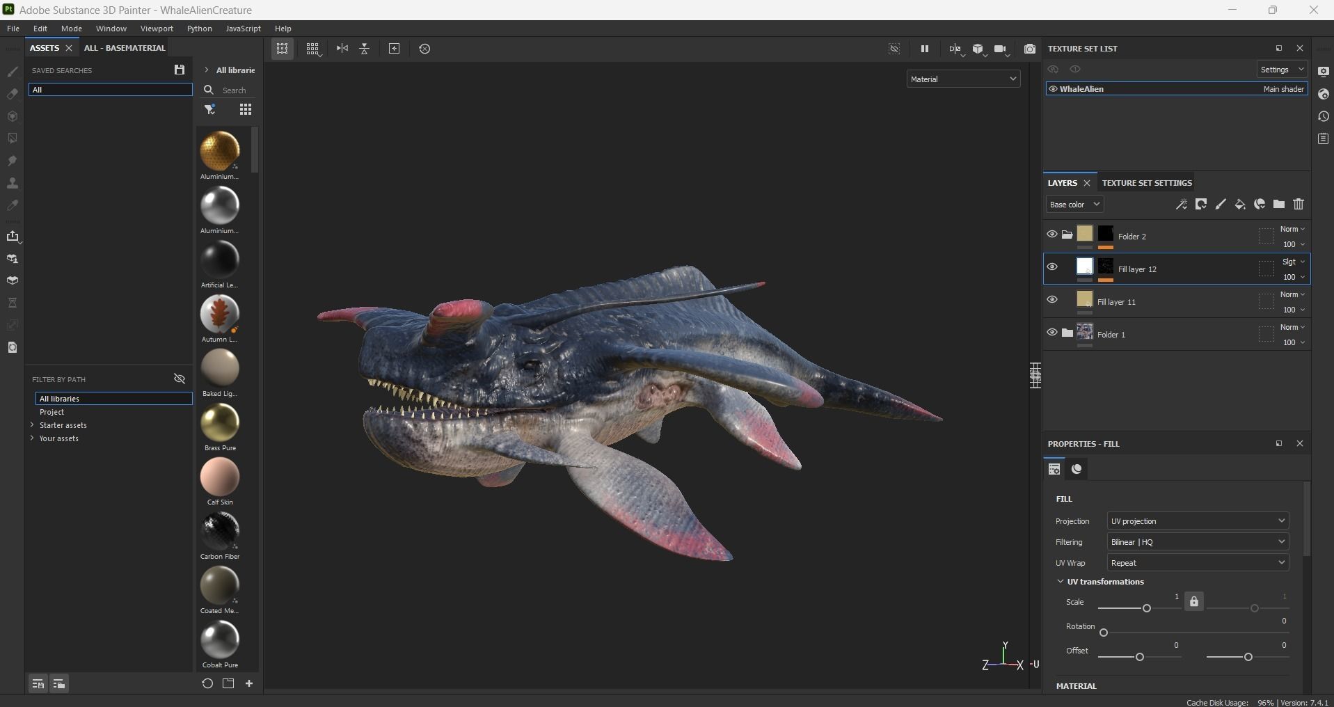 Alien Whale Creature Low-poly 3D model_21