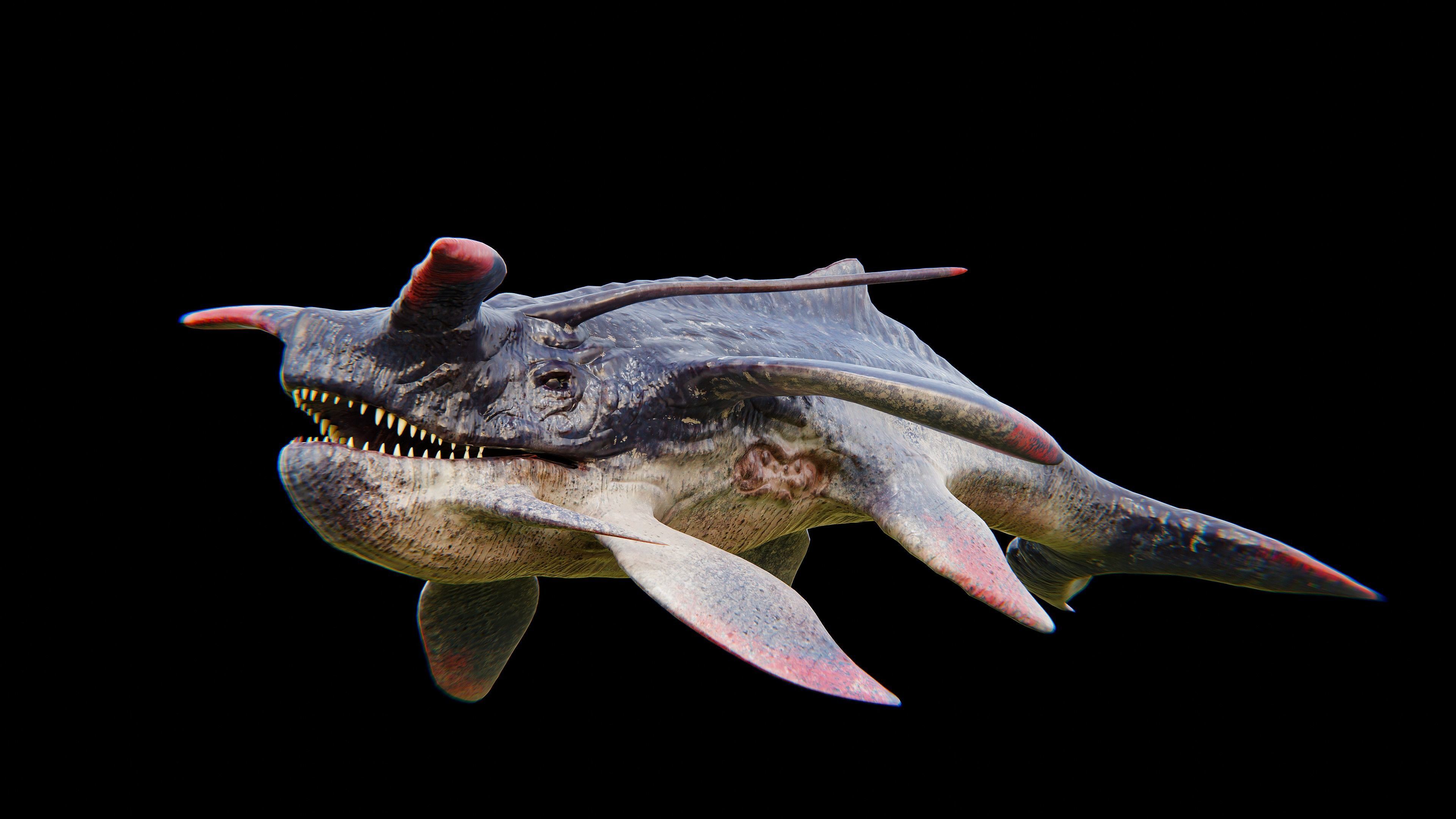Alien Whale Creature Low-poly 3D model_4