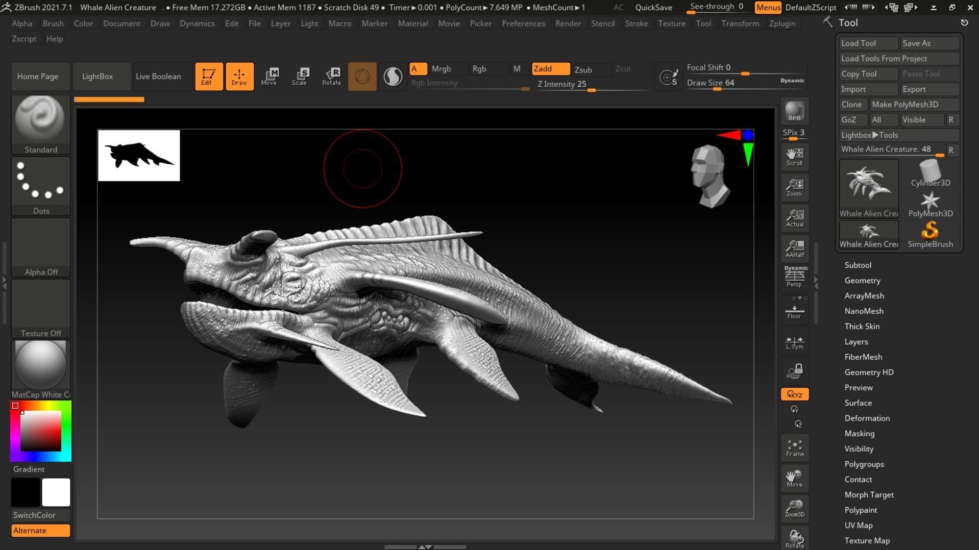 Alien Whale Creature Low-poly 3D model_20