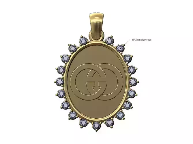 Gucci oval diamond pendant charm