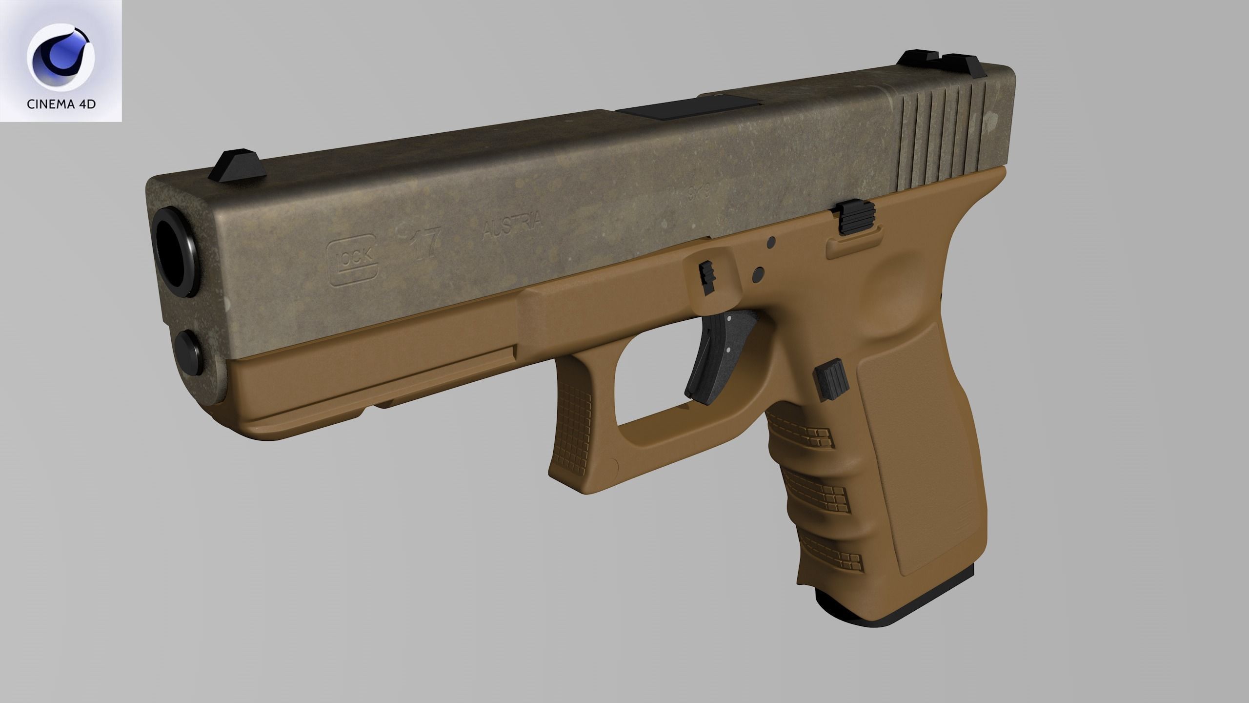 Glock 17 Brown Rough Low-poly 3D model_25