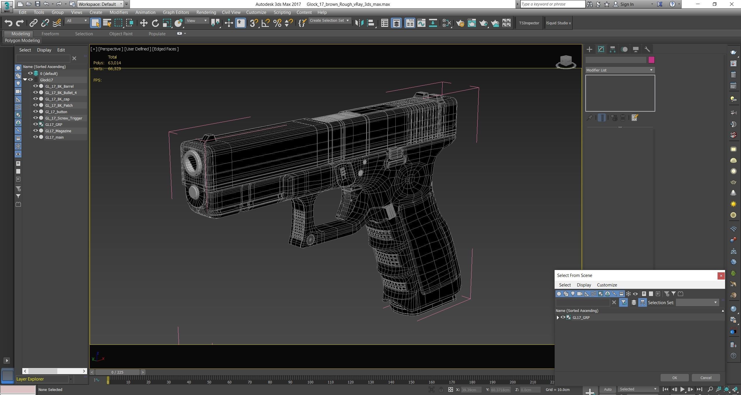 Glock 17 Brown Rough Low-poly 3D model_22