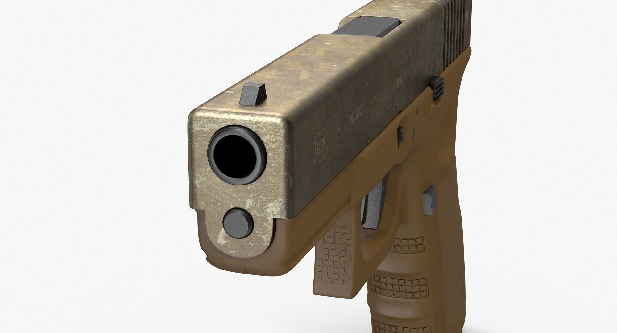 Glock 17 Brown Rough Low-poly 3D model_6