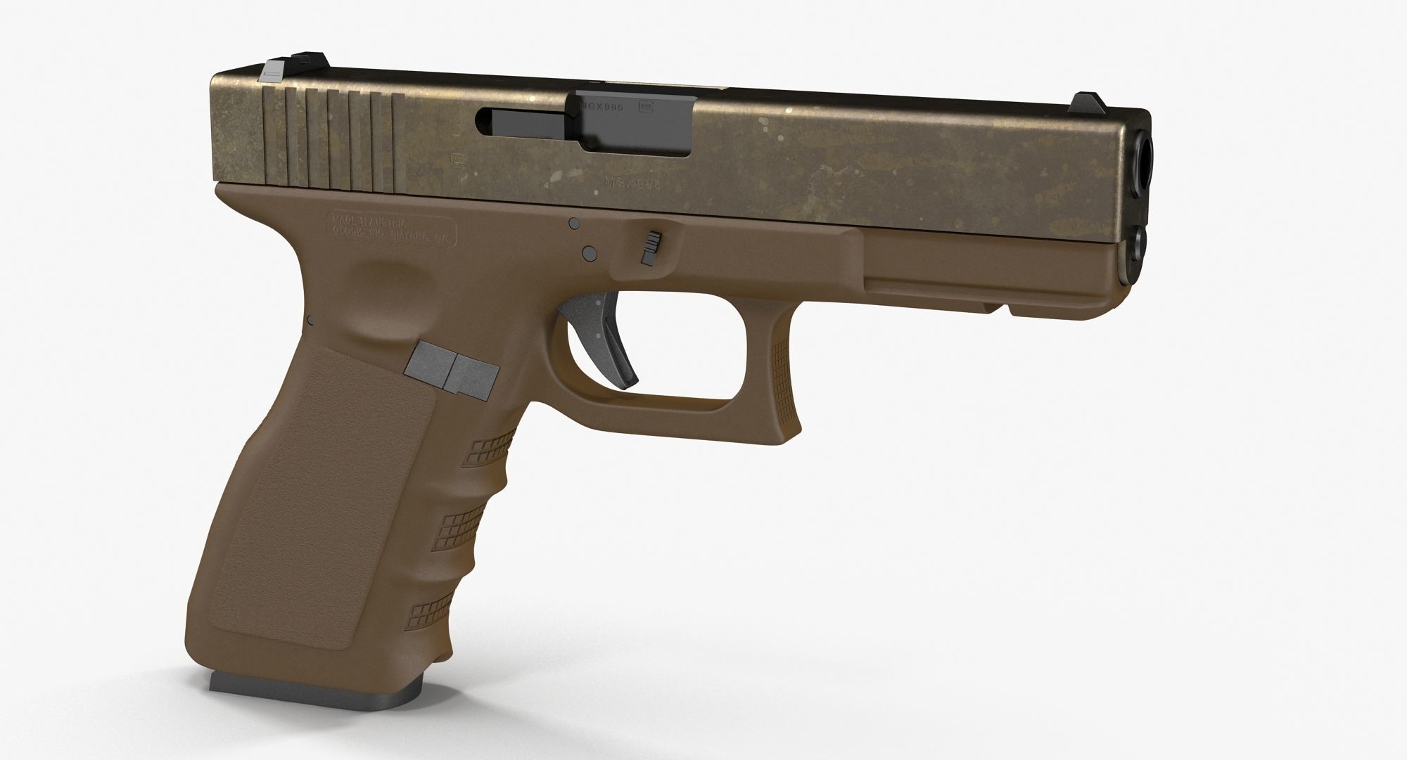 Glock 17 Brown Rough Low-poly 3D model_3