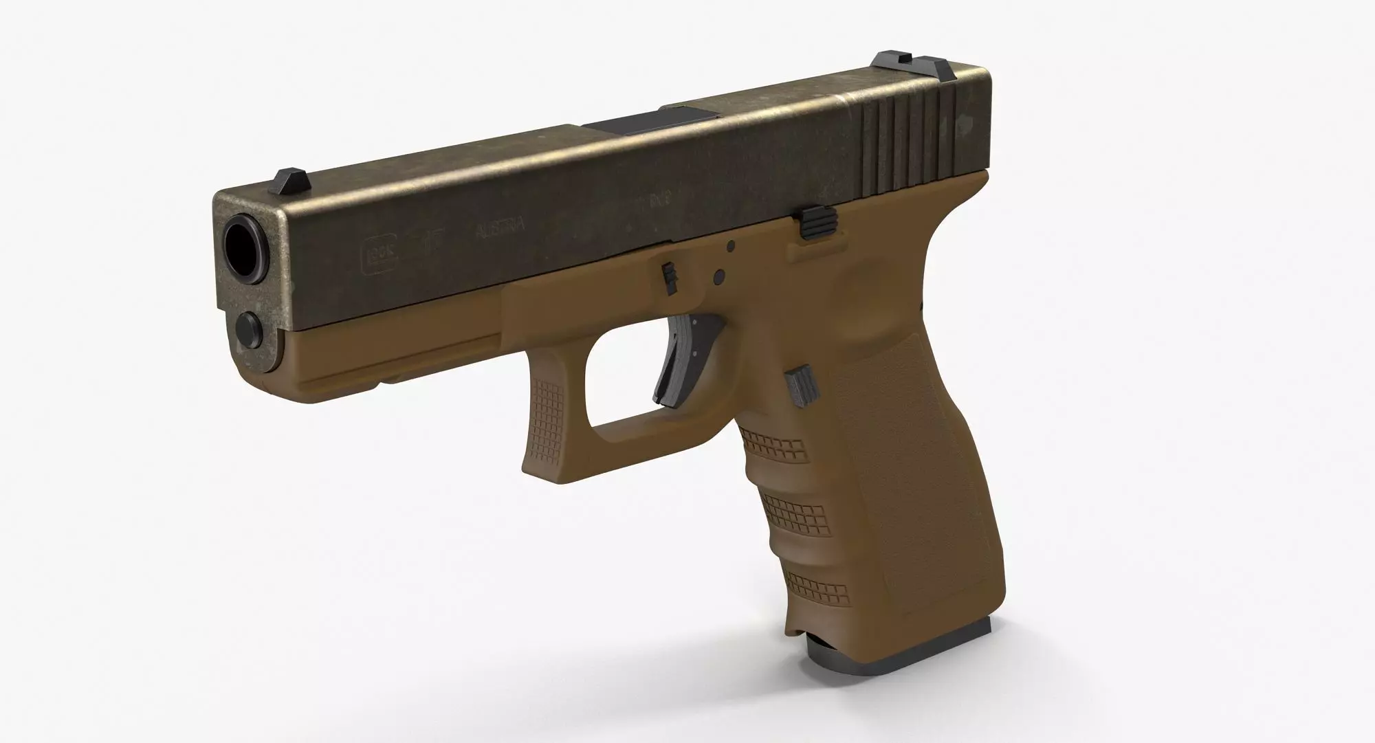 Glock 17 Brown Rough Low-poly 3D model_0