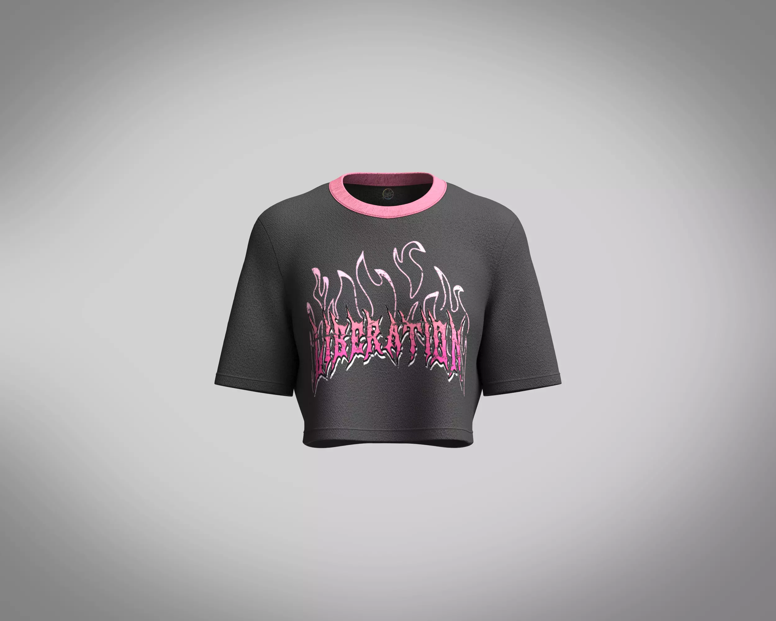 Girls aesthetic gothic flame letter graphic crop top 3D model