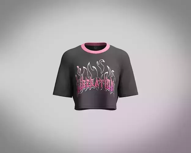 Girls aesthetic gothic flame letter graphic crop top