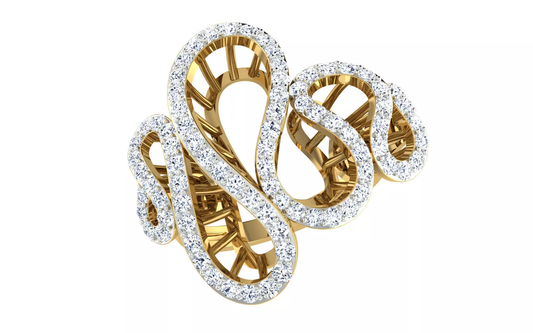Light Weight Yellow Gold Diamond Ring -DDS RN 245 3D print model