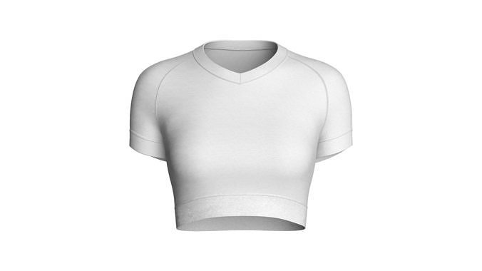 Ladies V-Neck Crop Tops 3D model