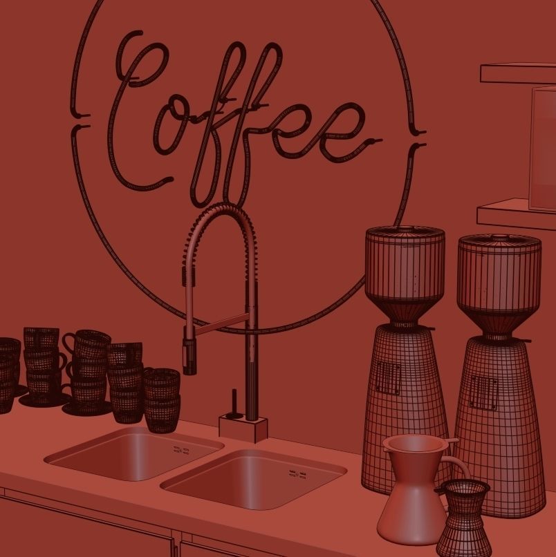 Cafe Bar AN01 Low-poly 3D model_8