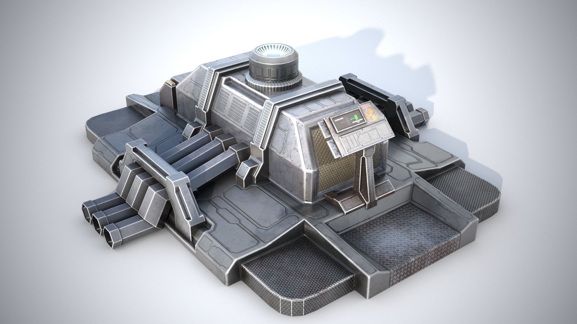 Sci-fi stylized pump station  Low-poly 3D model_2