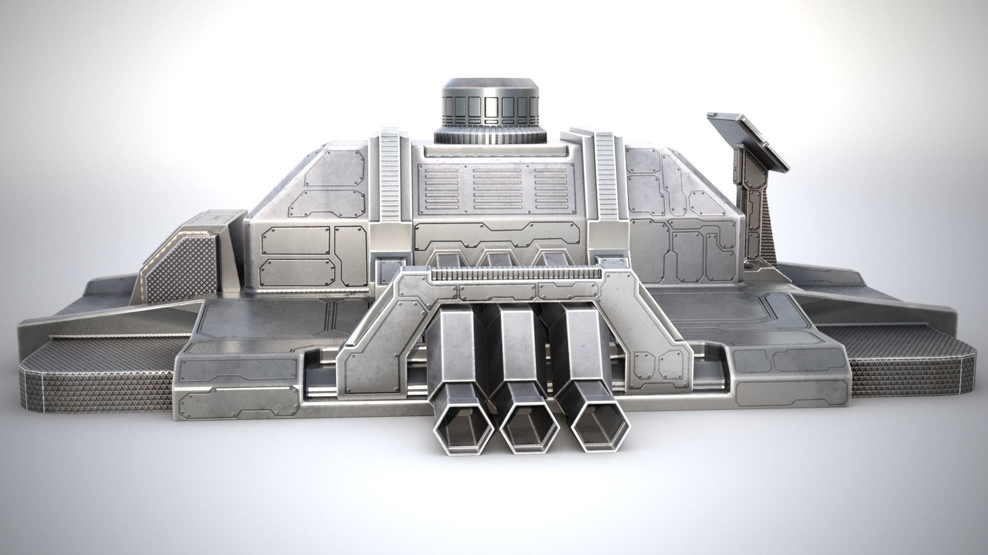 Sci-fi stylized pump station  Low-poly 3D model_14