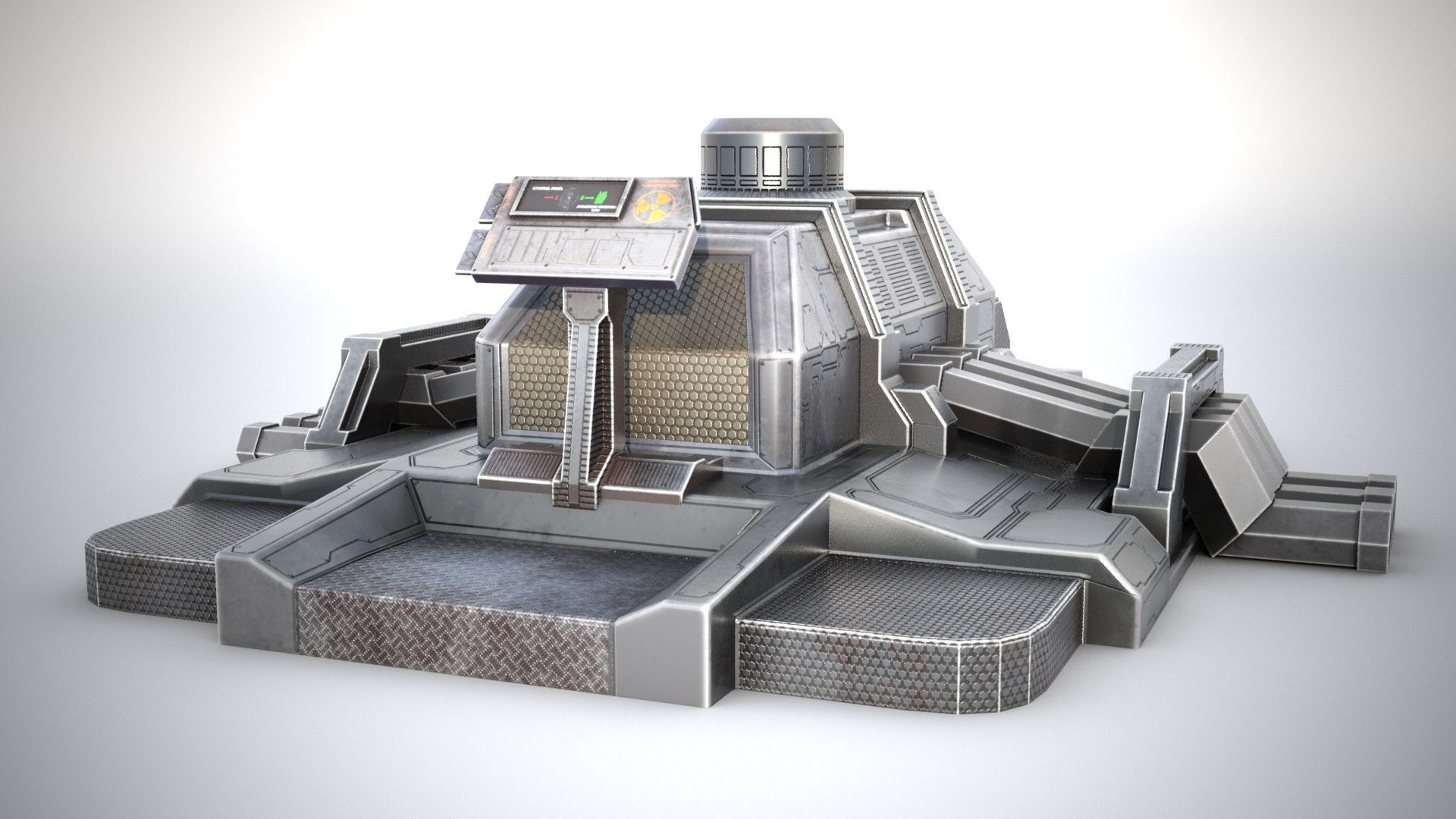 Sci-fi stylized pump station  Low-poly 3D model_15