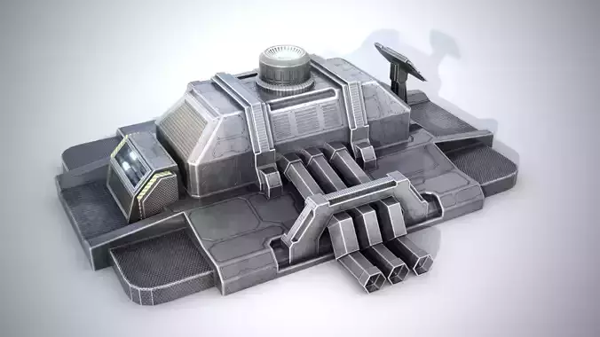 Sci-fi stylized pump station  Low-poly 3D model