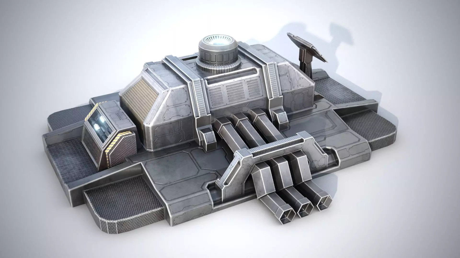 Sci-fi stylized pump station  Low-poly 3D model_0
