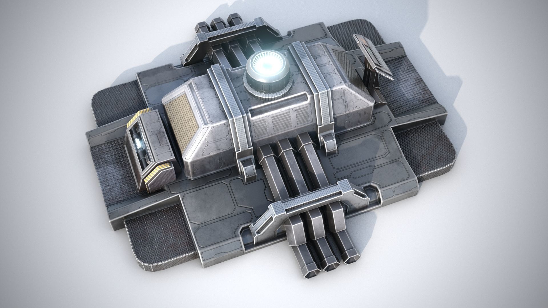 Sci-fi stylized pump station  Low-poly 3D model_8