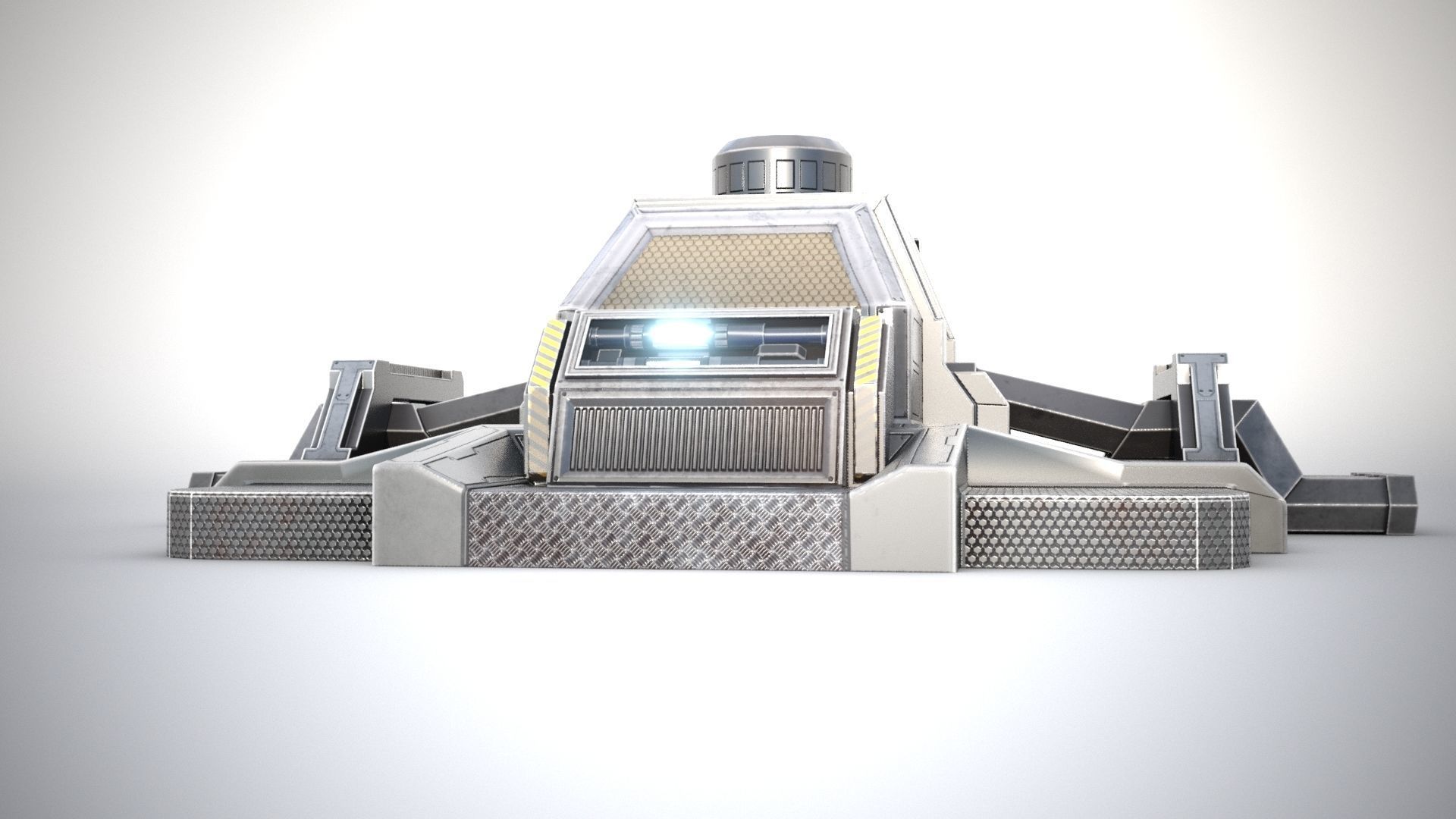 Sci-fi stylized pump station  Low-poly 3D model_17