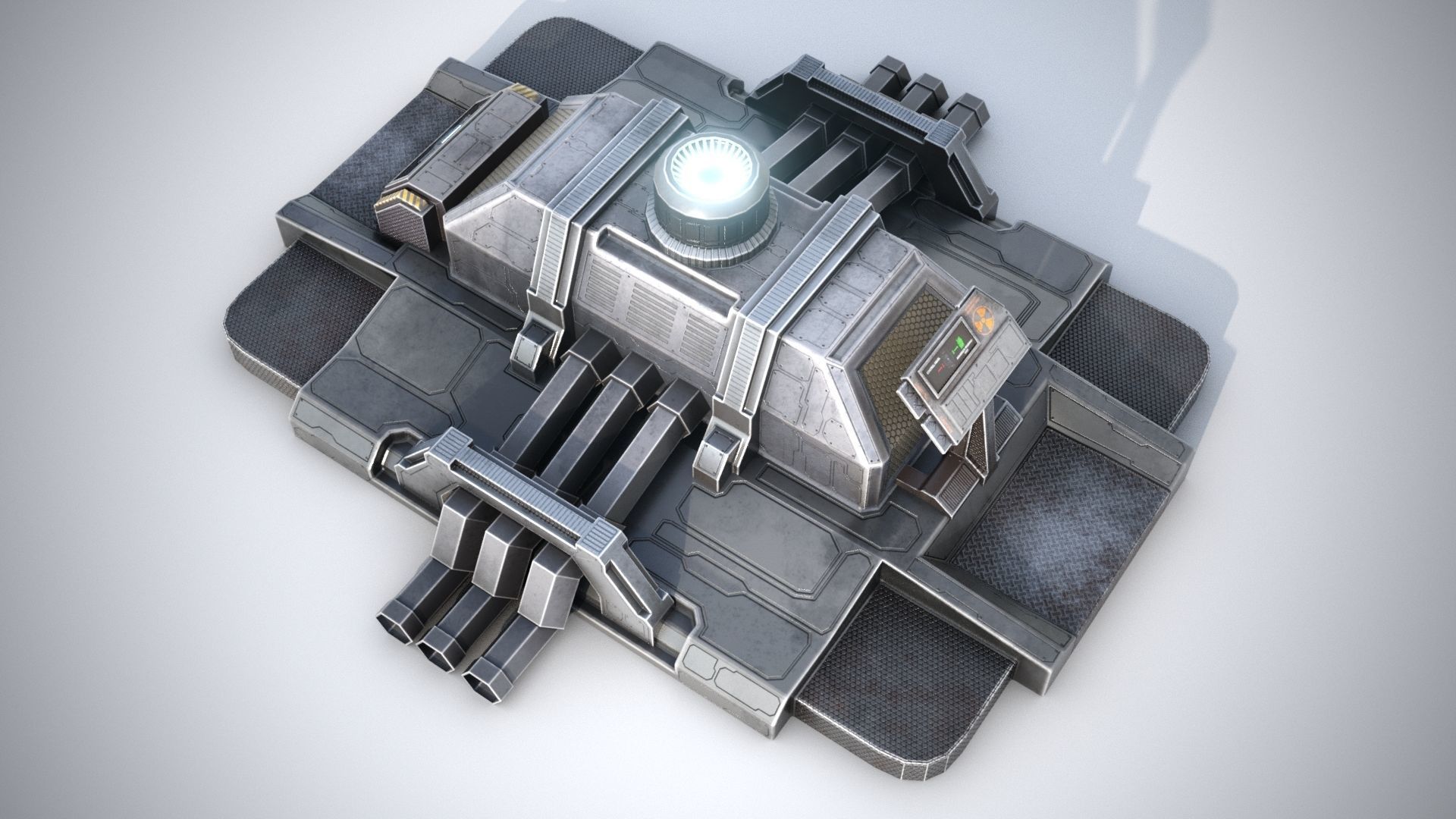Sci-fi stylized pump station  Low-poly 3D model_9