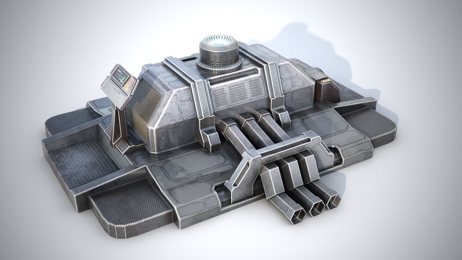 Sci-fi stylized pump station  Low-poly 3D model_3