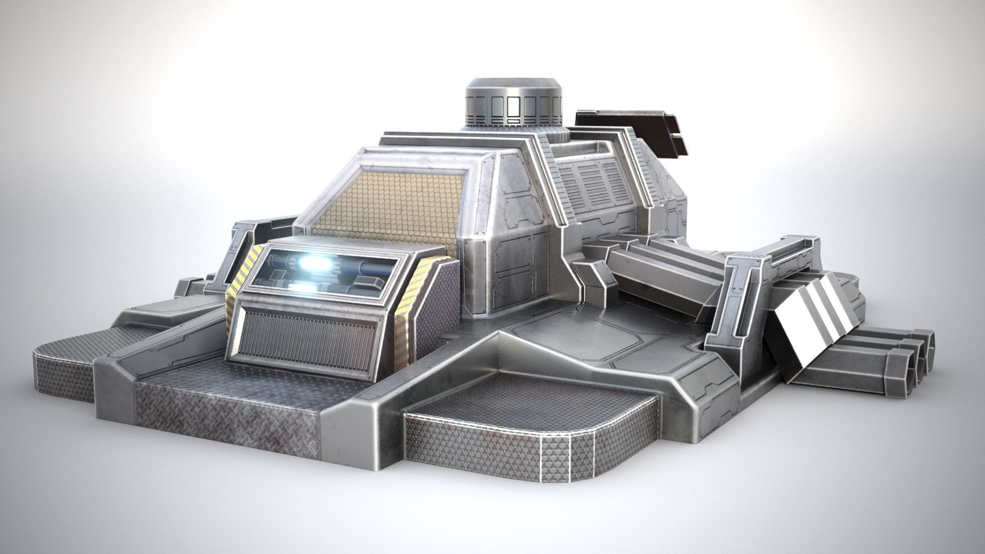 Sci-fi stylized pump station  Low-poly 3D model_13