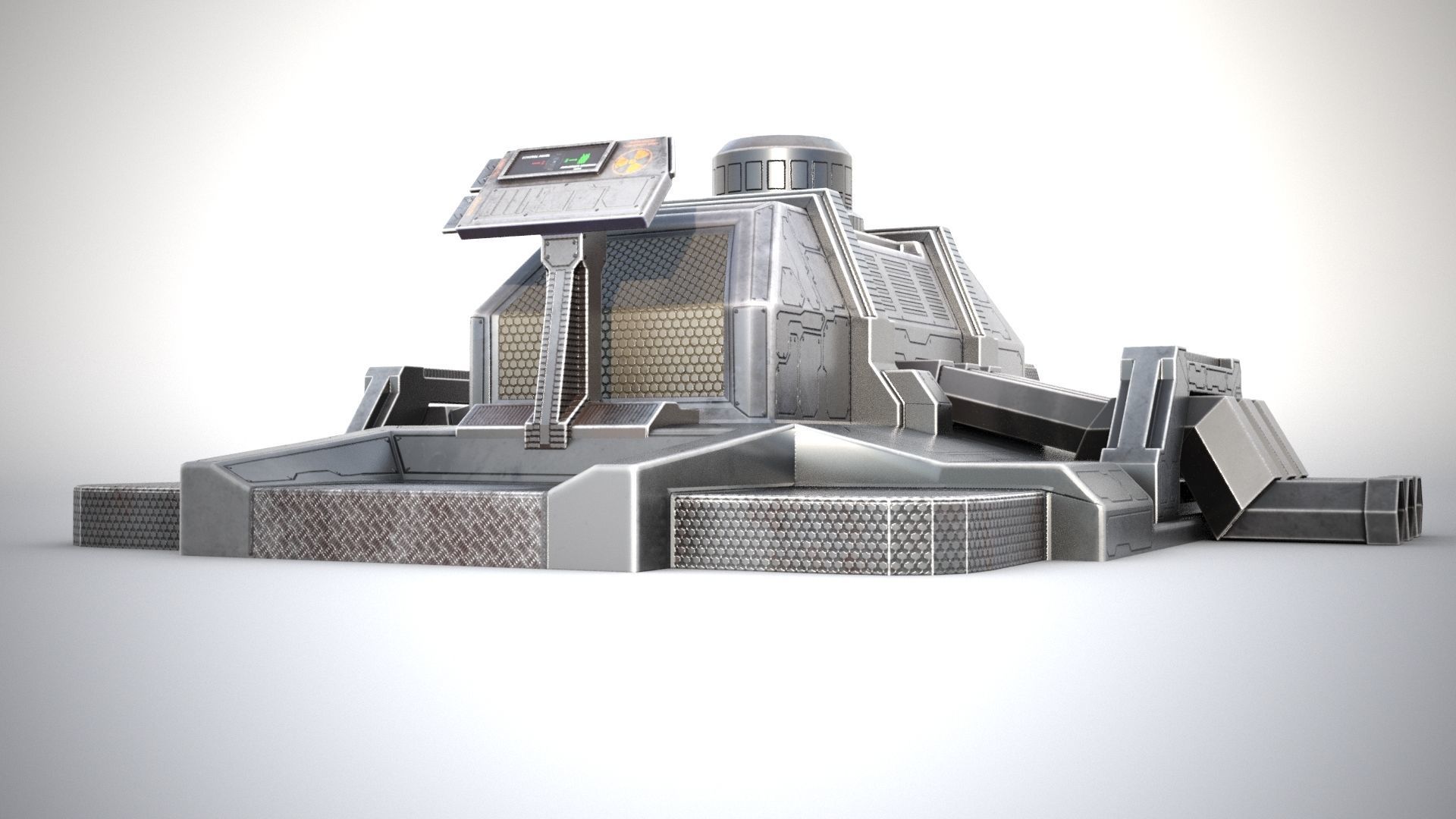 Sci-fi stylized pump station  Low-poly 3D model_16