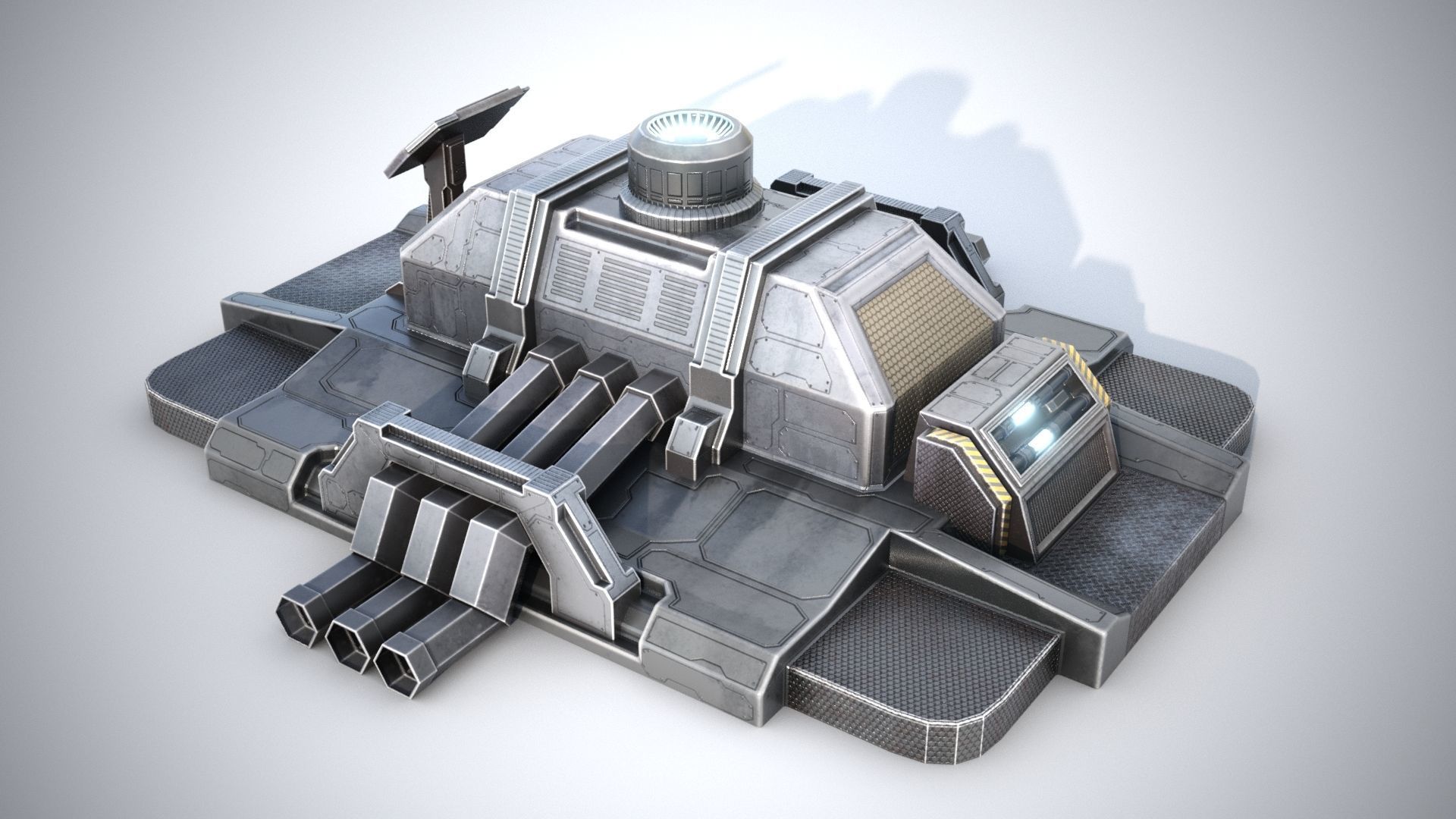 Sci-fi stylized pump station  Low-poly 3D model_4